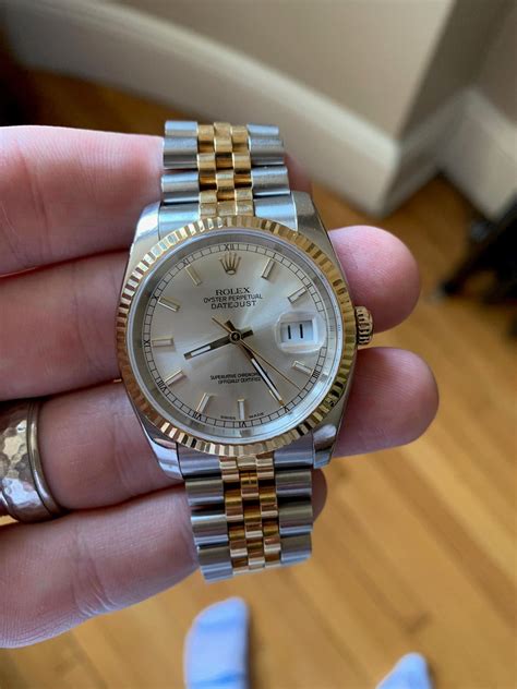 Rolex Datejust 36 mm Jubilee Steel 18K Yellow Gold White 